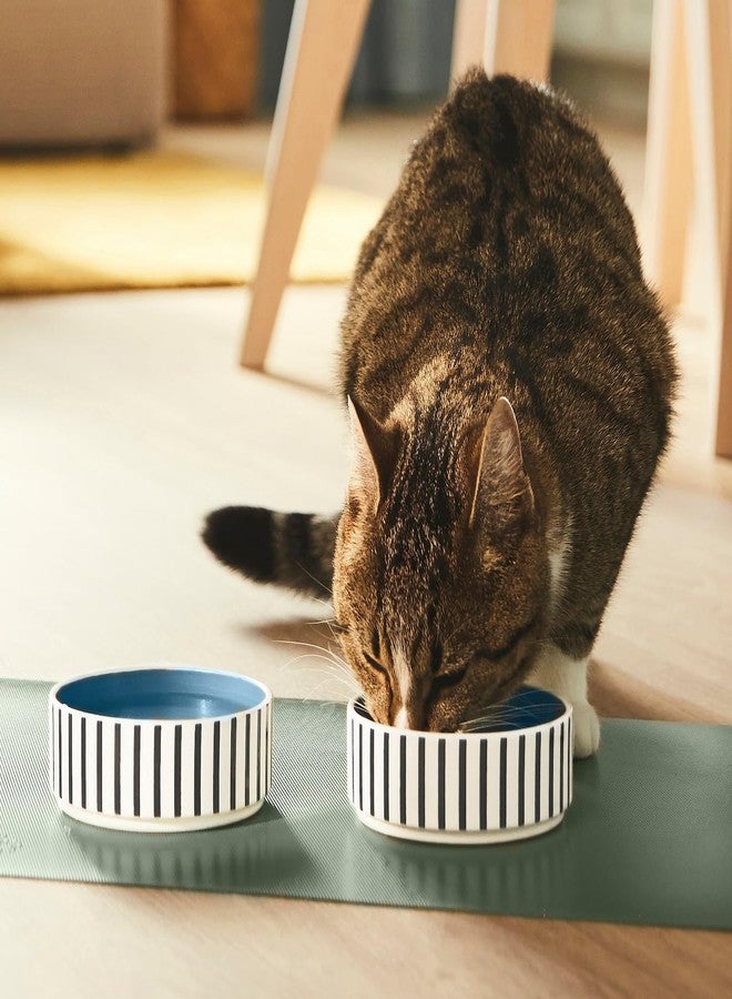 BS Case Ikeaa UTSÅDD Stoneware Pet Bowls, 11 cm (4.5 inches), Striped Pattern in Black-Blue/Grey-Blue, Dishwasher-Safe - Image 3
